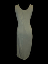 Load image into Gallery viewer, XL Sage green sleeveless scoop neckline dress w/ asymmetric hem, side hem slit, &amp; ruching details
