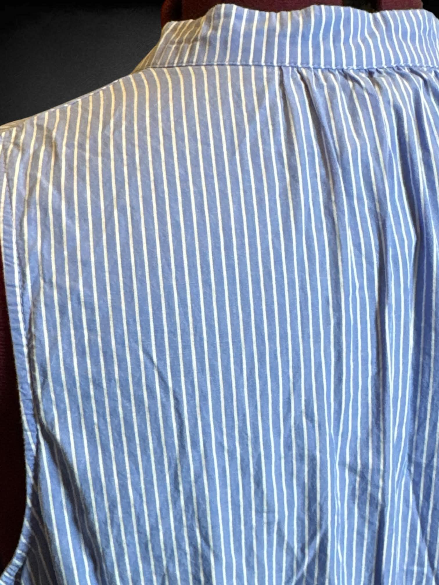 3X Who What Wear blue and white stripes sleeveless button down dress with elastic waistband