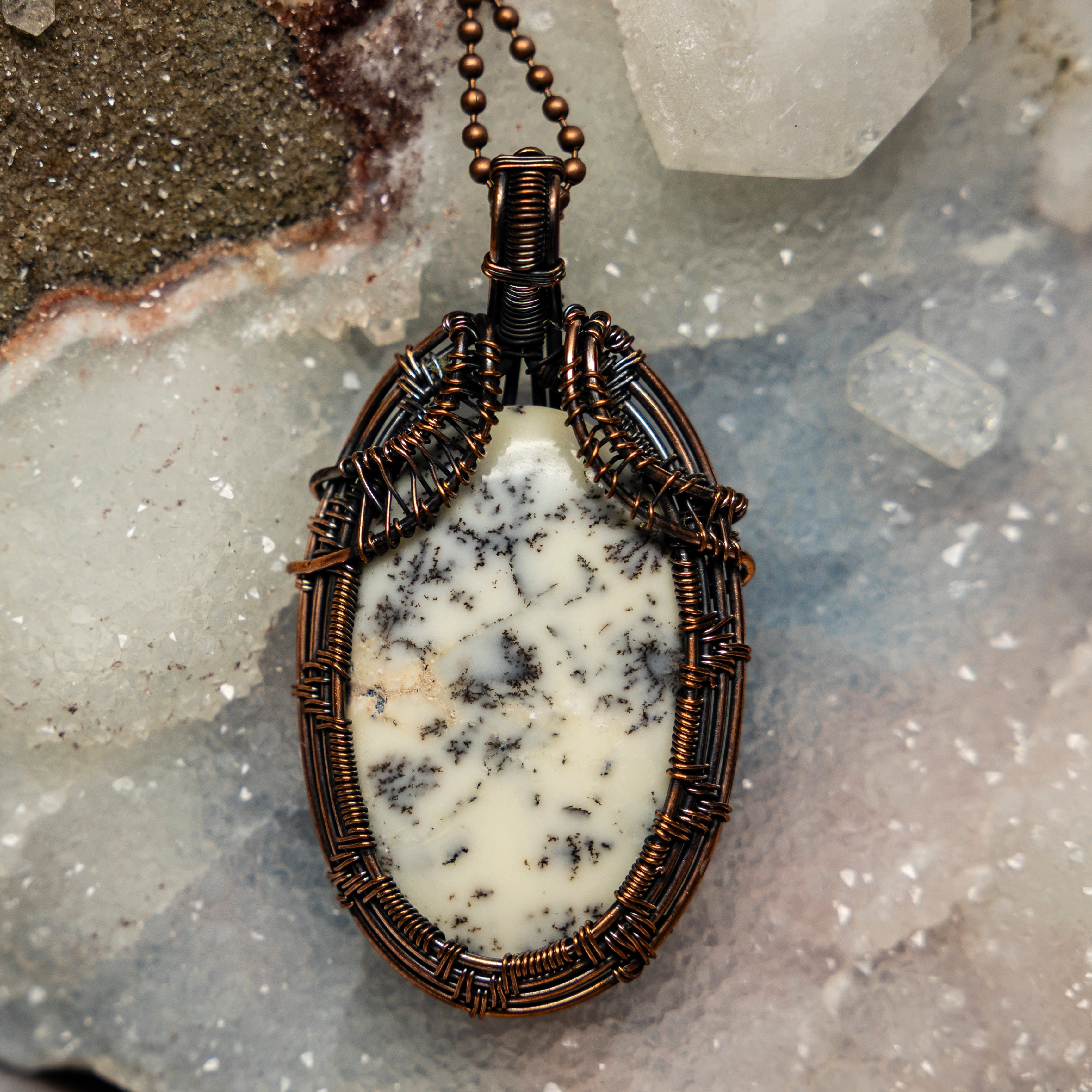 Dendritic Agate Wire Wrap Crystal Pendant