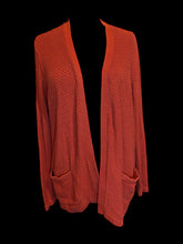 Load image into Gallery viewer, XL Dark orange cotton knit long sleeve open front cardigan w/ pockets
