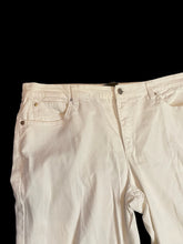 Load image into Gallery viewer, XL White denim high waist straight leg pants w/ pockets, belt loops, &amp; button/zipper closure
