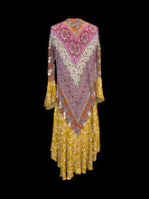 Load image into Gallery viewer, M Bright multicolor ornate pattern bell sleeve open front cardigan
