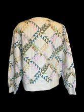 Load image into Gallery viewer, L Off-white &amp; multicolor patchwork quilted long sleeve crew neckline sweater
