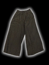 Load image into Gallery viewer, XXS Black &amp; white polka dot high waist wide leg pants w/ elastic waist, &amp; pockets
