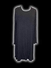 Load image into Gallery viewer, 1X Black &amp; white polka dot long sleeve scoop neckline knee length dress

