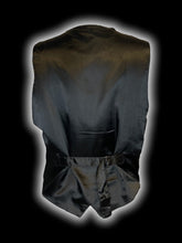 Load image into Gallery viewer, L Vintage 70s black leather waistcoat w/ silver-like buttons, &amp; satin lining
