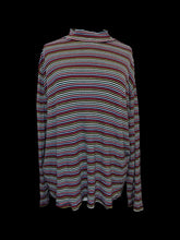 Load image into Gallery viewer, 0X Vintage 80s black, metallic gold, &amp; multicolor cotton rib knit long sleeve high neckline top
