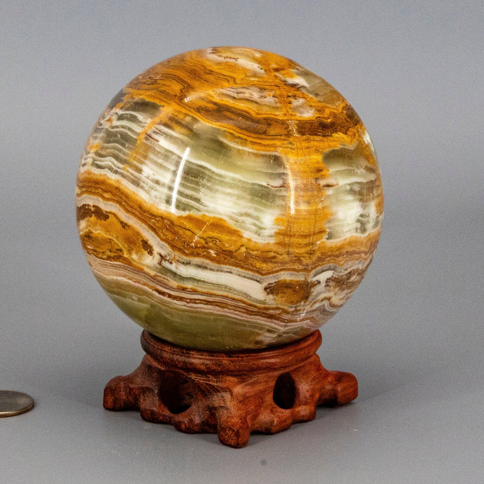 Green Onyx Sphere w/t Stand XL 100mm