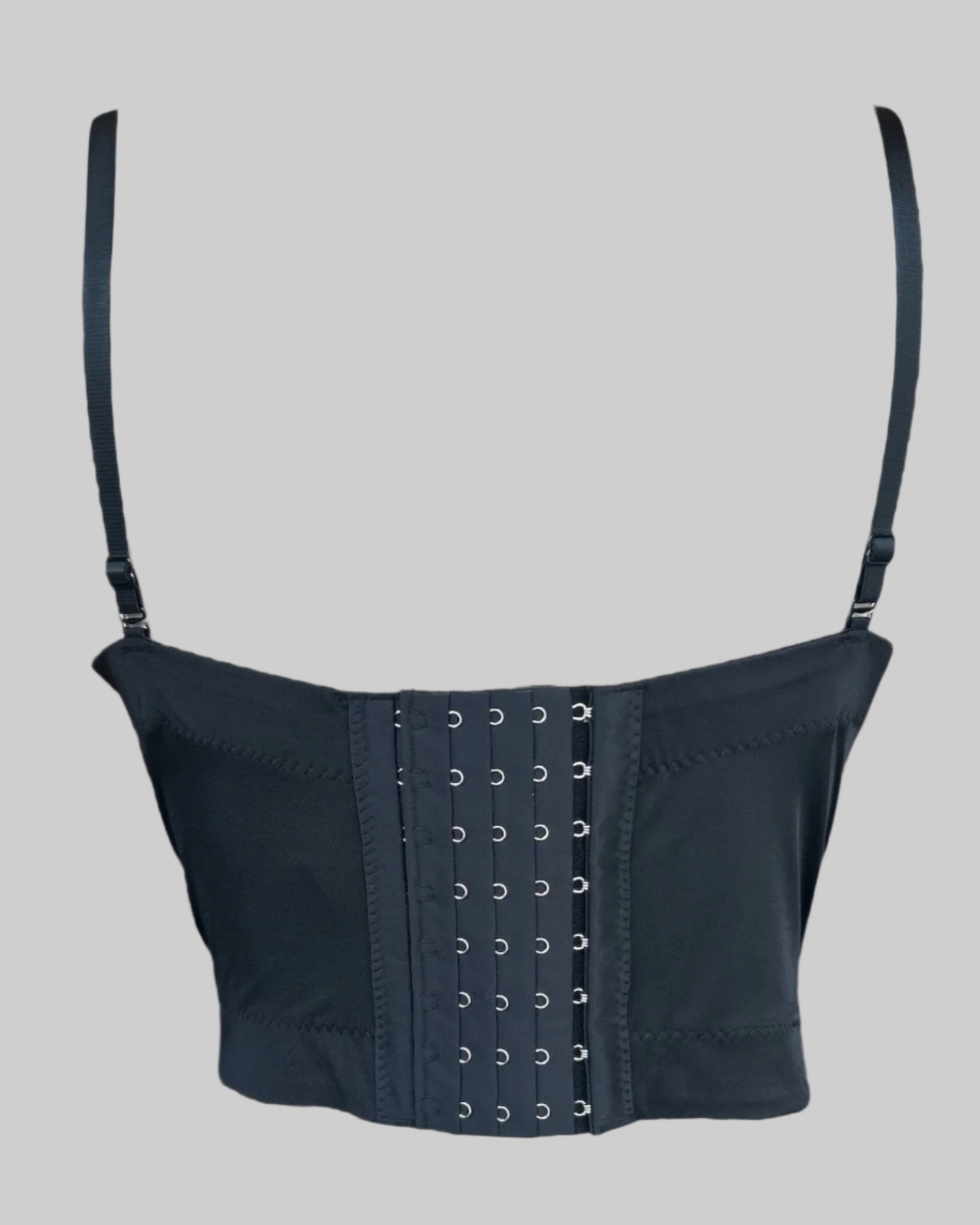 L Black pleather coset crop top