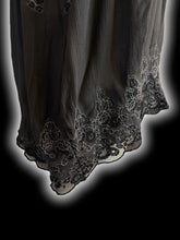 Load image into Gallery viewer, 2X Dark grey, black, &amp; light grey floral embroidery sleeveless v-neckline top w/ adjustable straps, &amp; scalloped hem
