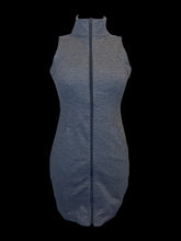 Load image into Gallery viewer, S Heather grey sleeveless high neck zip up dress w/ pockets
