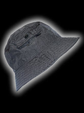 Load image into Gallery viewer, Black bucket hat w/ snap button pocket
