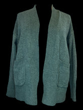 Load image into Gallery viewer, XL Teal long sleeve open front cardigan w/ ribbed hem, &amp; pockets
