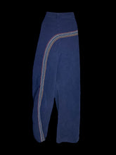 Load image into Gallery viewer, 0X Navy blue micro corduroy pants w/ rainbow embroidery pattern, belt loops, &amp; zipper/button closure
