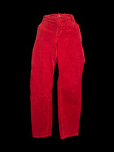 Load image into Gallery viewer, XL Red corduroy straight leg pants w/ pockets, belt loops, &amp; button/zipper closure
