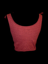 Load image into Gallery viewer, M Burnt orange shirred sleeveless round neckline crop top w/ faux tie straps

