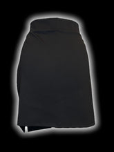 Load image into Gallery viewer, XL Black mock-wrap asymmetric hem mini skirt
