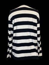 Load image into Gallery viewer, 2X Black &amp; white stripe long sleeve crew neck top
