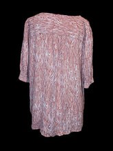 Load image into Gallery viewer, 4X Salmon &amp; white short sleeve v-neckline button down top w/ elastic ruffle cuffs
