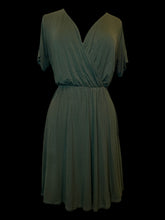 Load image into Gallery viewer, 0X Dark green mock wrap short sleeve dress w/ elastic waist
