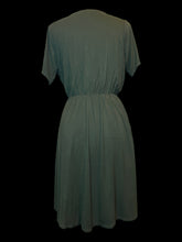 Load image into Gallery viewer, 0X Dark green mock wrap short sleeve dress w/ elastic waist
