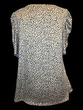 Load image into Gallery viewer, 2X Beige &amp; black short puff sleeve square neck top w/ dotted pattern
