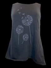 Load image into Gallery viewer, L Grey sleeveless open back top w/ dandelion puff graphic
