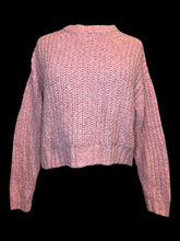 Load image into Gallery viewer, XL Pink knit long sleeve crop high neck sweater
