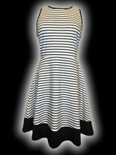 Load image into Gallery viewer, M Black &amp; white horizontal stripe sleeveless A-line dress w/ back zipper/clasp closure
