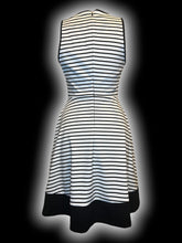 Load image into Gallery viewer, M Black &amp; white horizontal stripe sleeveless A-line dress w/ back zipper/clasp closure
