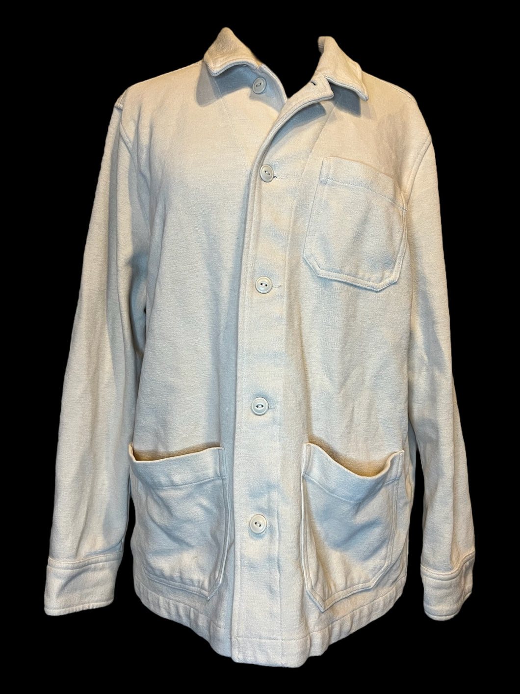 2X Beige button-up cotton blend jacket w/ pockets, & button cuffs