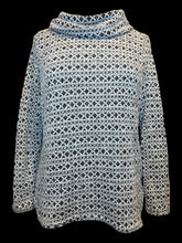 Load image into Gallery viewer, M White &amp; black diamond pattern knit cowl neck sweater
