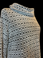 Load image into Gallery viewer, M White &amp; black diamond pattern knit cowl neck sweater
