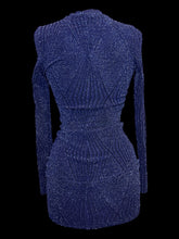 Load image into Gallery viewer, S Dark purple &amp; multicolor metallic knit bodycon long sleeve high neck dress
