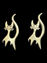 Load image into Gallery viewer, Vintage silver like abstract cat push back earrings
