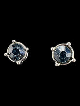 Load image into Gallery viewer, Silver-like framed blue stone stud earrings
