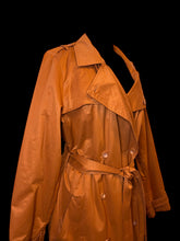 Load image into Gallery viewer, 0X Burnt orange double breasted collared jacket w/ pockets, belt loops, &amp; fabric waist tie
