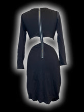 Load image into Gallery viewer, M Black long sleeve scoop neck cut-out waist dress w/ back zipper closure
