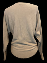 Load image into Gallery viewer, XL Beige &amp; multicolor floral embroidery long sleeve rib knit scoop neck sweater w/ rounded hem
