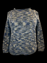 Load image into Gallery viewer, S Blue &amp; yellow cable knit long sleeve crew neckline sweater w/ ribbed hems
