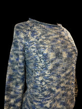Load image into Gallery viewer, S Blue &amp; yellow cable knit long sleeve crew neckline sweater w/ ribbed hems
