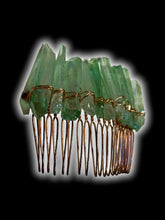 Load image into Gallery viewer, Handmade copper-like &amp; green crystal point hair comb
