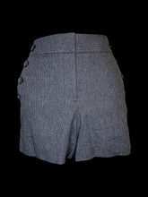 Load image into Gallery viewer, L Blue &amp; grey knit shorts w/ pockets, button detail, &amp; zipper/double clasp/button closure
