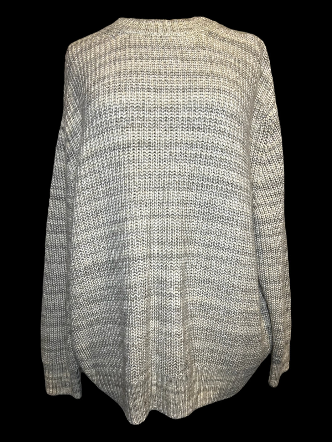 1X Light grey & off-white stripe pattern knit sweater w/ rib knit hems