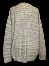 Load image into Gallery viewer, 1X Light grey &amp; off-white stripe pattern knit sweater w/ rib knit hems
