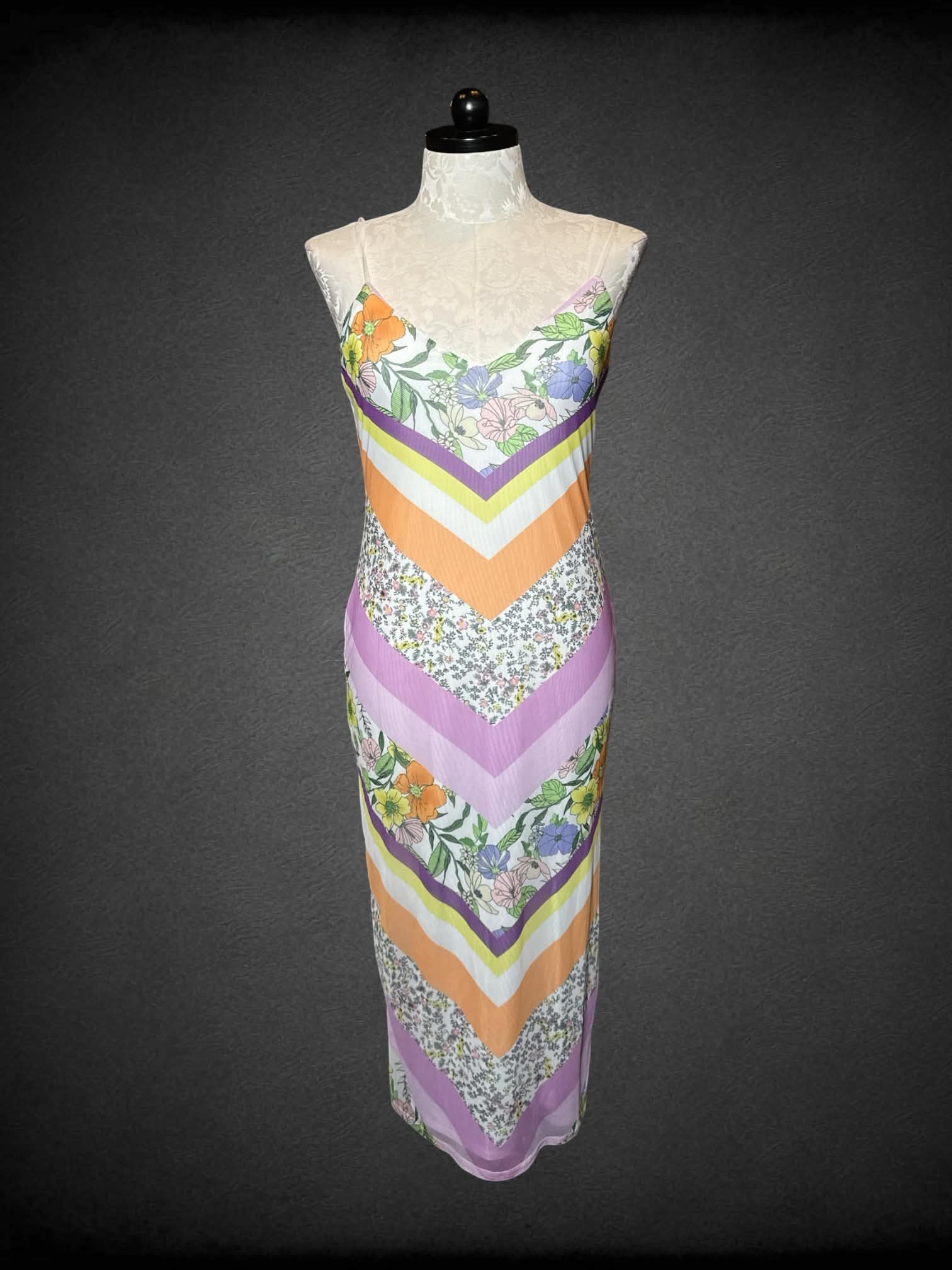 1X AFRM NWT white dress with colorful floral pattern and adjustable straps