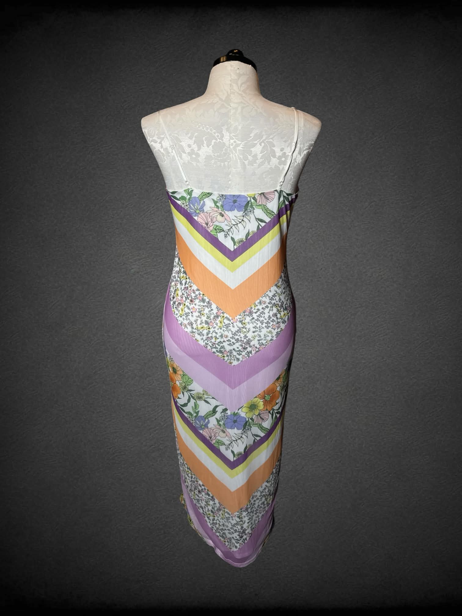 1X AFRM NWT white dress with colorful floral pattern and adjustable straps