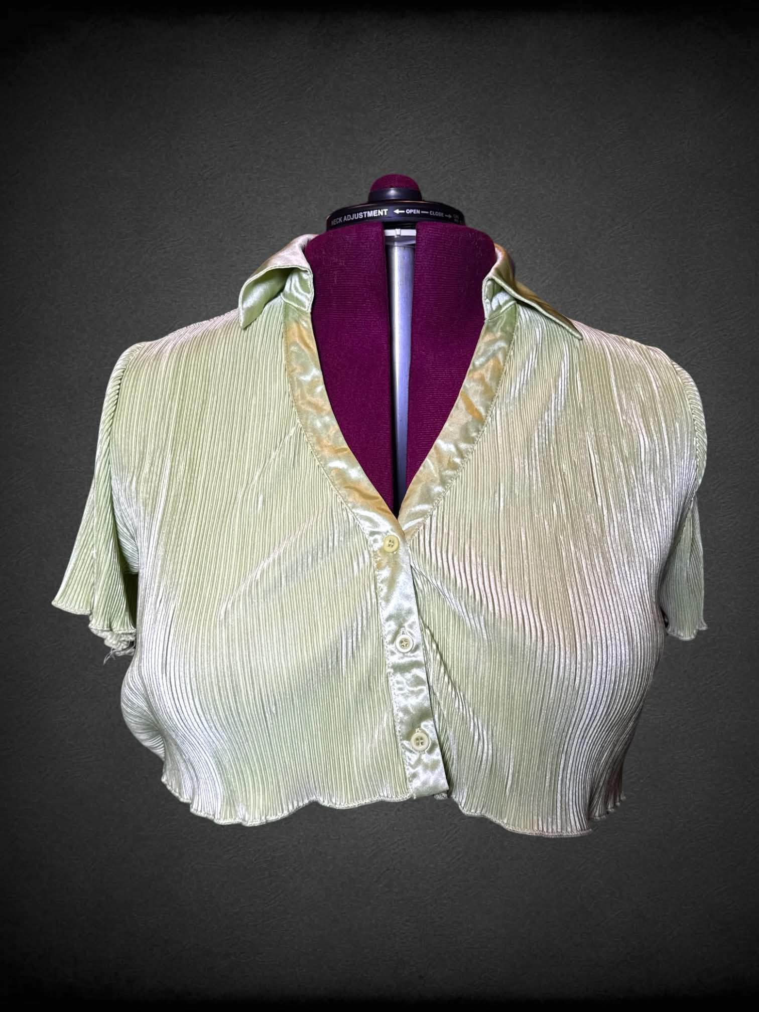 3X Peppermayo green pleated button-up crop top found