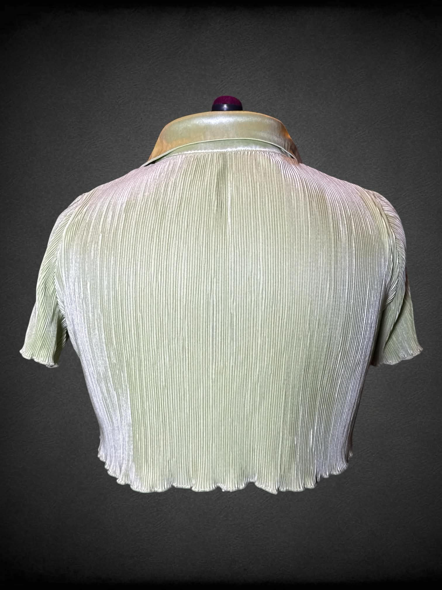 3X Peppermayo green pleated button-up crop top found