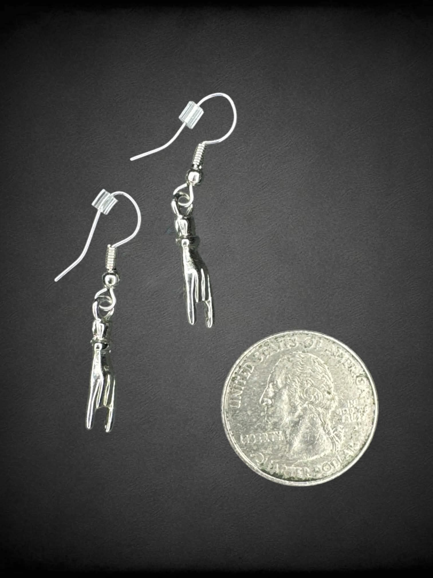 Silver earrings with “Rock On” charm